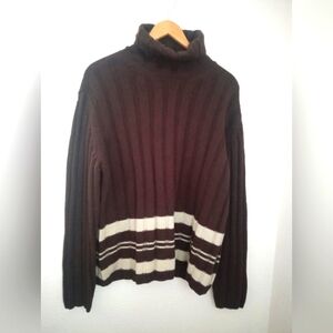 Hugo Boss Turtleneck Sweater in Brown and Cream